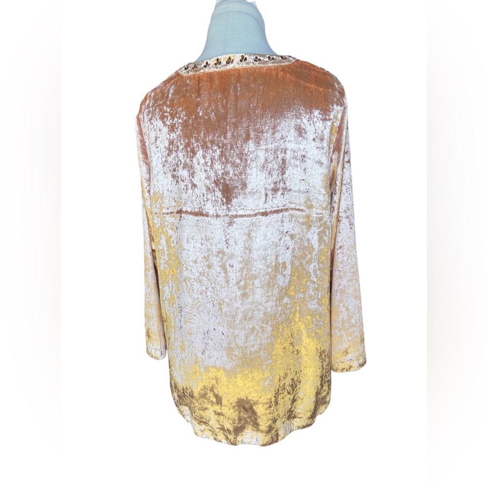 Soft Surroundings Crushed Velvet Moroccan Boho Beaded Embellished Tunic Blouse - Picture 7 of 16